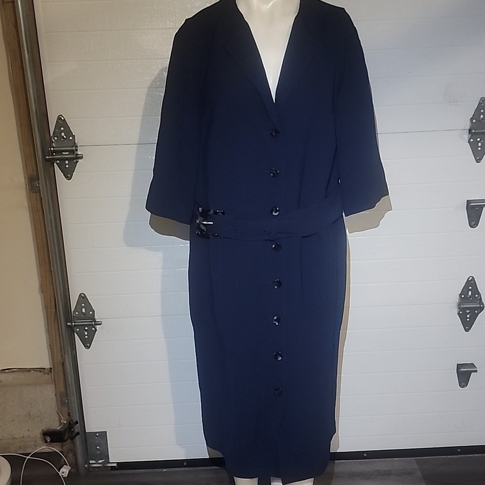 LAFAYETTE 148 THREE QUATER SLEEVE BUTTON DOWN BELTED DRESS SIZE 2X